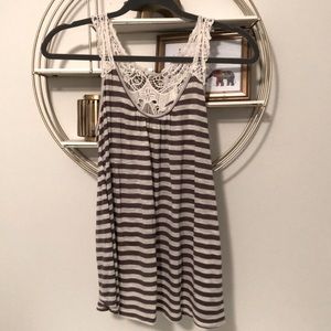 Striped Lace Tank Top